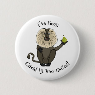 Funny lion tailed macaque monkey cartoon 2 inch round button