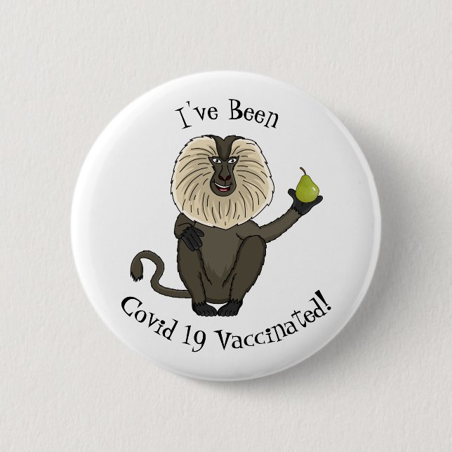 Funny lion tailed macaque monkey cartoon 2 inch round button (Front)