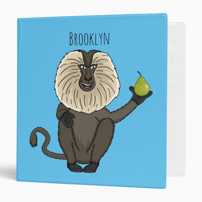 Funny lion tailed macaque monkey cartoon binder (Front/Inside)