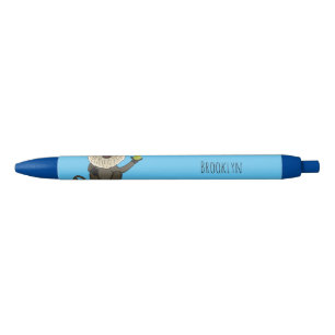 Funny lion tailed macaque monkey cartoon black ink pen