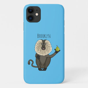 Funny lion tailed macaque monkey cartoon iPhone 11 case