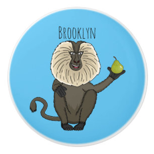 Funny lion tailed macaque monkey cartoon ceramic knob