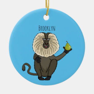 Funny lion tailed macaque monkey cartoon ceramic ornament