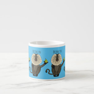 Funny lion tailed macaque monkey cartoon espresso cup
