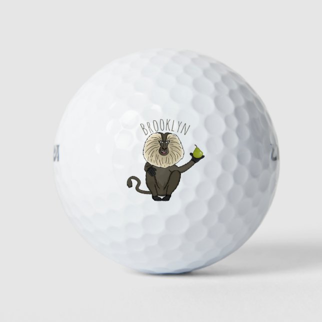 Funny lion tailed macaque monkey cartoon golf balls (Front)