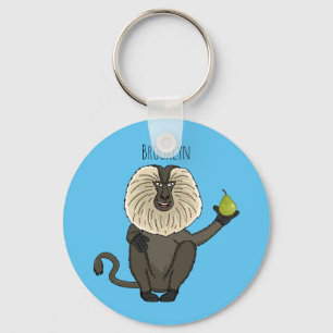 Funny lion tailed macaque monkey cartoon keychain