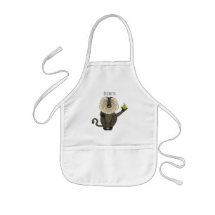 Funny lion tailed macaque monkey cartoon kids apron