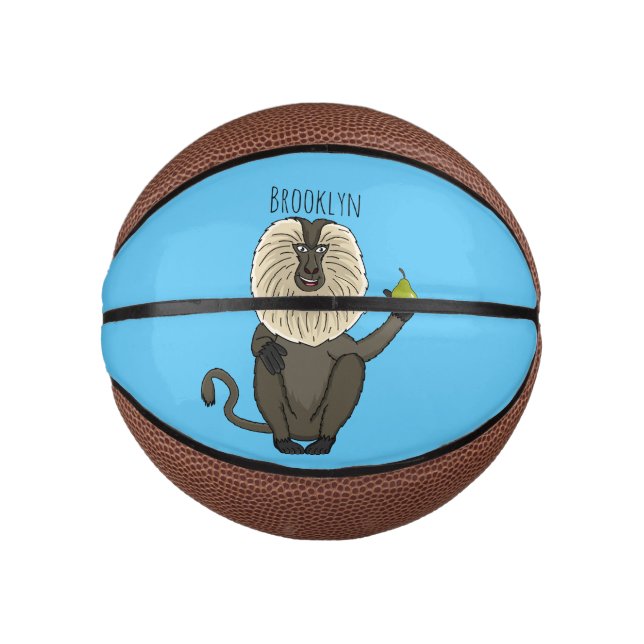 Funny lion tailed macaque monkey cartoon mini basketball (Front)