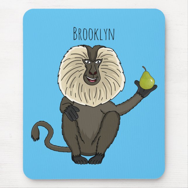 Funny lion tailed macaque monkey cartoon mouse pad (Front)