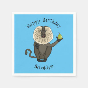 Funny lion tailed macaque monkey cartoon napkin