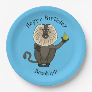 Funny lion tailed macaque monkey cartoon paper plate