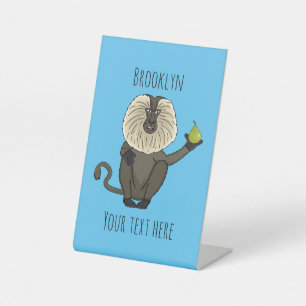 Funny lion tailed macaque monkey cartoon pedestal sign