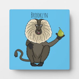 Funny lion tailed macaque monkey cartoon plaque