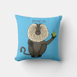 Funny lion tailed macaque monkey cartoon throw pillow