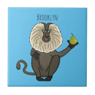Funny lion tailed macaque monkey cartoon tile
