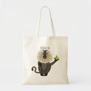 Funny lion tailed macaque monkey cartoon  tote bag