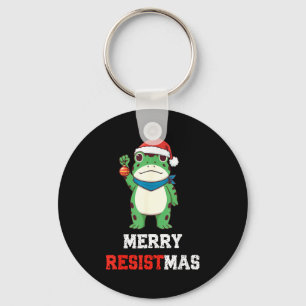 Funny Litical Frog Christmas Merry Resistmas 2025  Keychain