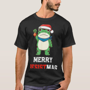 Funny Litical Frog Christmas Merry Resistmas 2025 T-Shirt