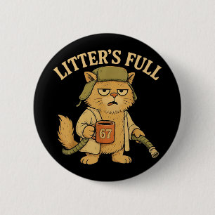 Funny Litter’s Full Cat Parody 67 Six Seven Meme 2 Inch Round Button
