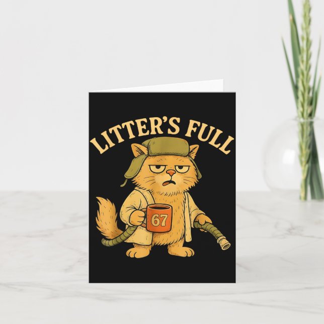 Funny Litter’s Full Cat Parody 67 Six Seven Meme  Card (Front)