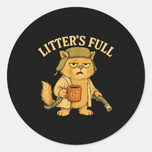 Funny Litter’s Full Cat Parody 67 Six Seven Meme  Classic Round Sticker