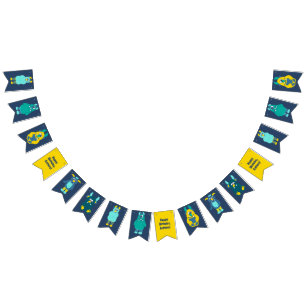 Funny Little Cartoon Monsters Boys Birthday Bunting Flags