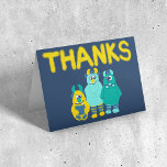 Funny Little Cartoon Monsters Boys Birthday Thank You Card<br><div class="desc">These are adorable thank you cards are perfect for little boys with their cute illustrations of goofy cartoon monsters. The words "THANKS" is spelled out in matching fuzzy yellow letters above the graphic. The inside of the card is blank so that you can write your own message.</div>
