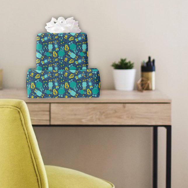 Funny Little Cartoon Monsters Boys Birthday Wrapping Paper (Creator Uploaded)