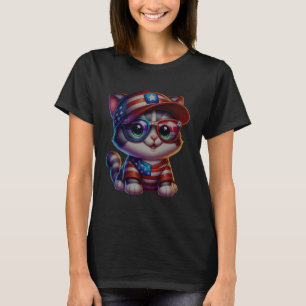Funny little cat kids 4th of July Usa,little Cat A T-Shirt