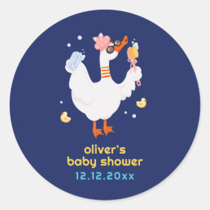 Funny Little Duckling Bath Rubber Duck Baby Shower Classic Round Sticker