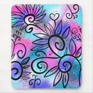 Funny little floral bird mouse pad