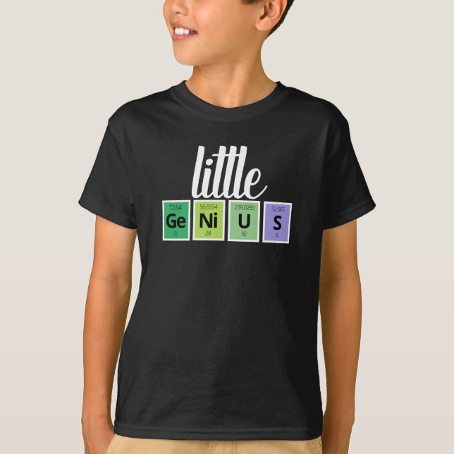 Funny Little GeNiUS Periodic Table Element Symbols T-Shirt (Front)
