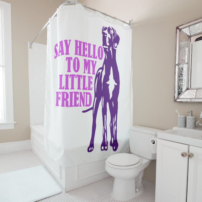 Funny Little Great Dane Shower Curtain (In Situ)