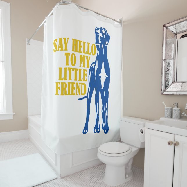 Funny Little Great Dane Shower Curtain (In Situ)