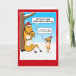 Funny Little Horse Christmas Holiday Card<br><div class="desc">This cute and funny cartoon Christmas card features a little horse who would like to sing Christmas carols with the big horse,  but he's well,  you know...  a little horse.

Thank you for choosing this original design by © Chuck Ingwersen. I post cartoons every day on Instagram: https://www.instagram.com/captainscratchy</div>