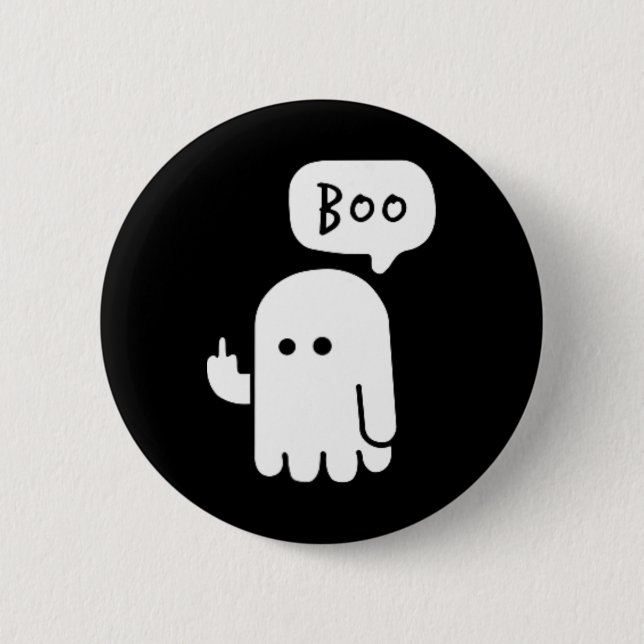 Funny Little Middle Fingers Cute Ghost Boojee Hall 2 Inch Round Button (Front)