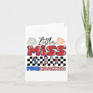 Funny Little Miss Firecracker 4th Of July For Girl Card
