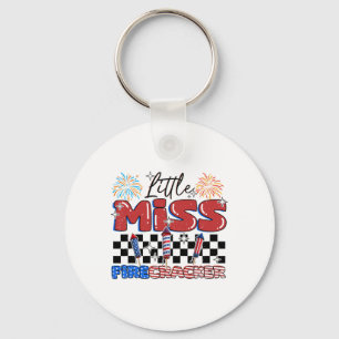 Funny Little Miss Firecracker 4th Of July For Girl Keychain