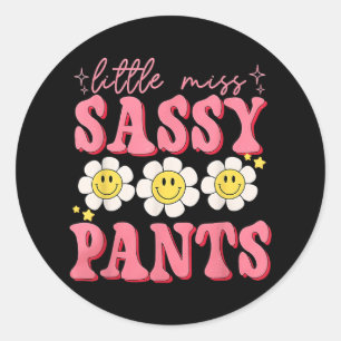 Funny Little Miss Sy Pants Back To School Girls  Classic Round Sticker