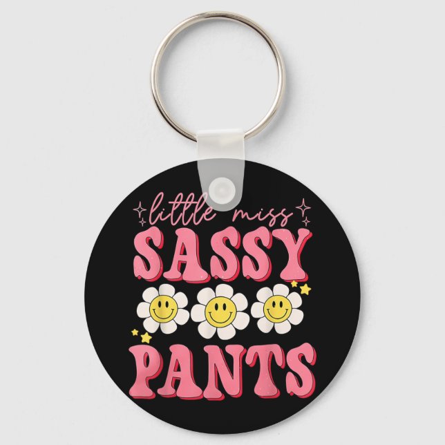 Funny Little Miss Sy Pants Back To School Girls  Keychain (Front)
