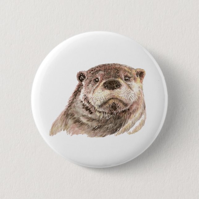 Funny Little Otter, Cute Animal Nature 2 Inch Round Button (Front)