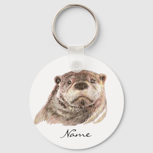 Funny Little Otter, Cute Animal Nature Keychain (Front)