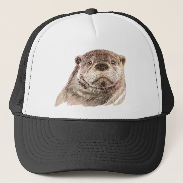 Funny Little Otter, Cute Animal Nature Trucker Hat (Front)