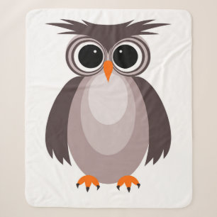 Funny little owl child sherpa blanket