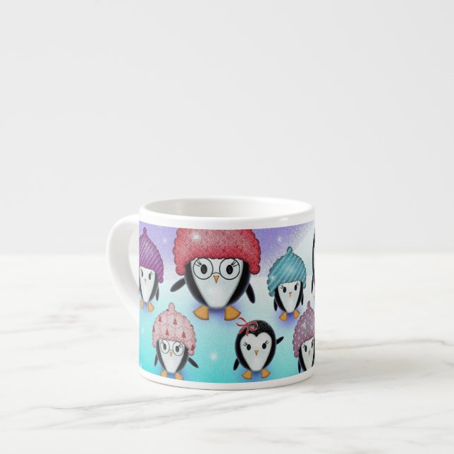 Funny Little Penguins Espresso Cup (Front Left)