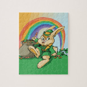Funny Little Saint Patrick Rabbit Jigsaw Puzzle