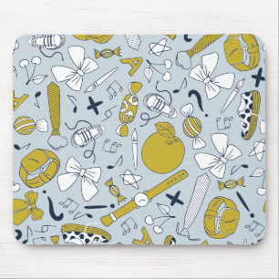 Funny Little School Things Scattered on Mouse Pad