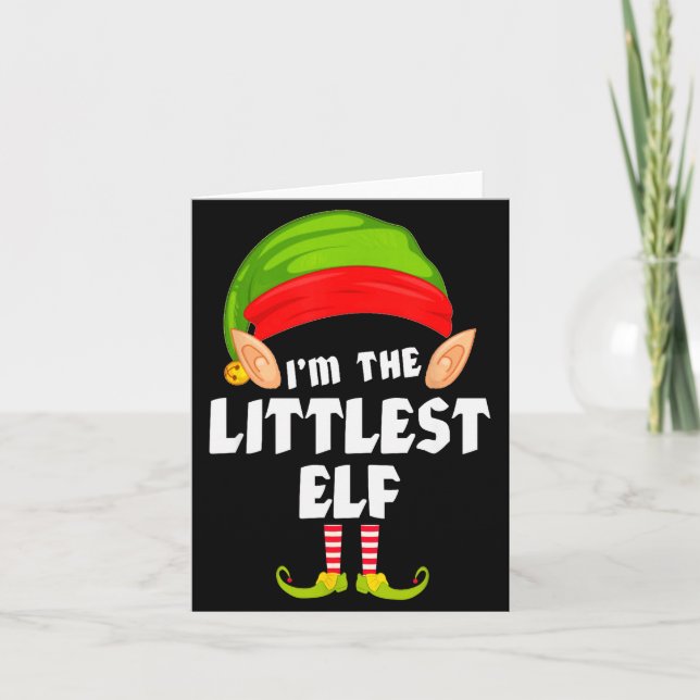 Funny Littlest Elf Matching Family Group Pj Christ Card (Front)