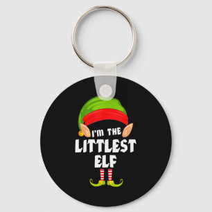 Funny Littlest Elf Matching Family Group Pj Christ Keychain