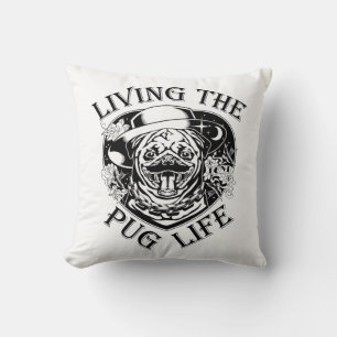 Funny Living The Pug Life Vintage Throw Pillow